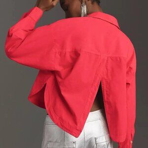 Anthropologie Pilcro Placket Back Slit Shirt Red Size Medium